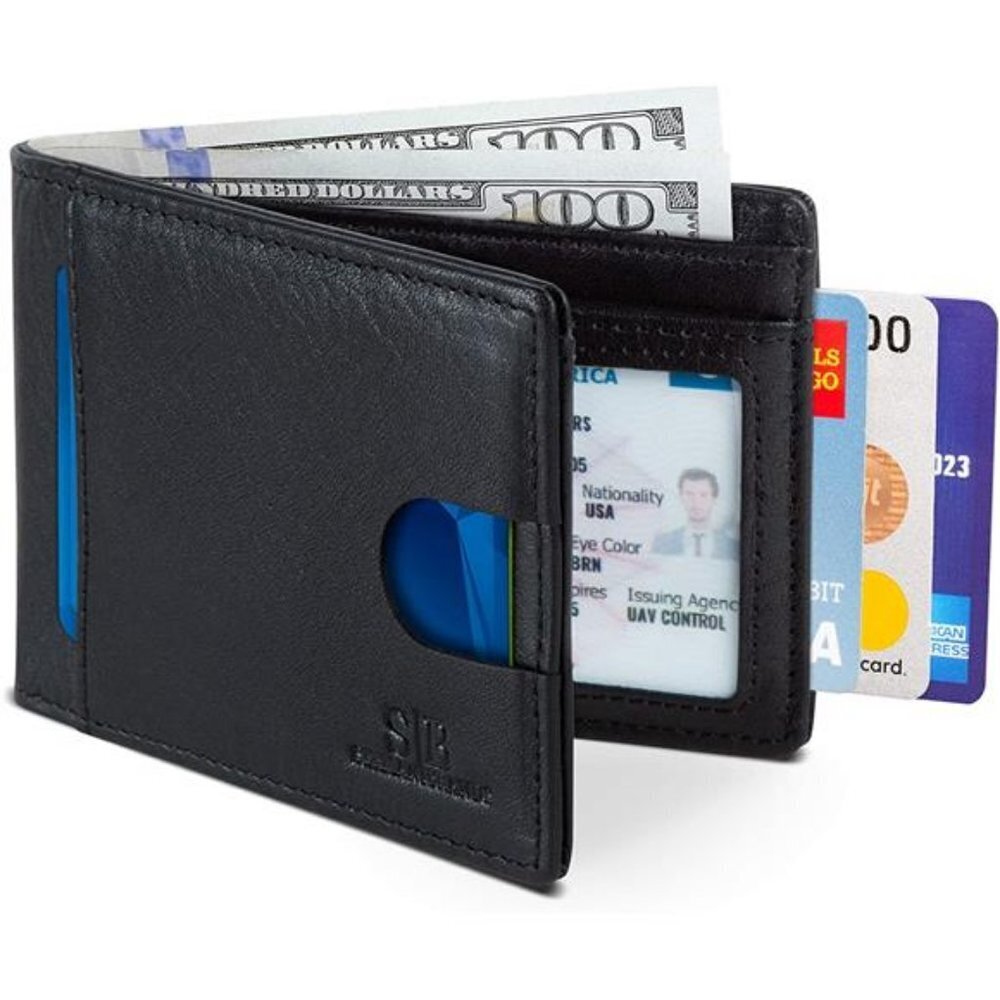 RFID Blocking Slim Bifold Leather Thin Minimalist Front Pocket Wallets for